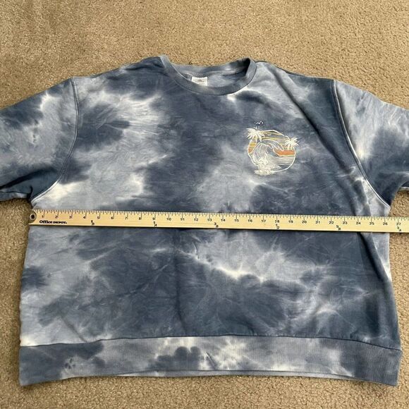 Disney Parks Stitch Hoodie Size XXL Adult Tie Dye Blue Crewneck Sweatshirt - Picture 8 of 10